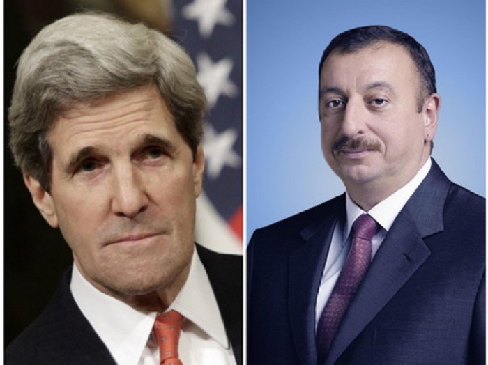 Ilham Aliyev trifft sich mit John Kerry 